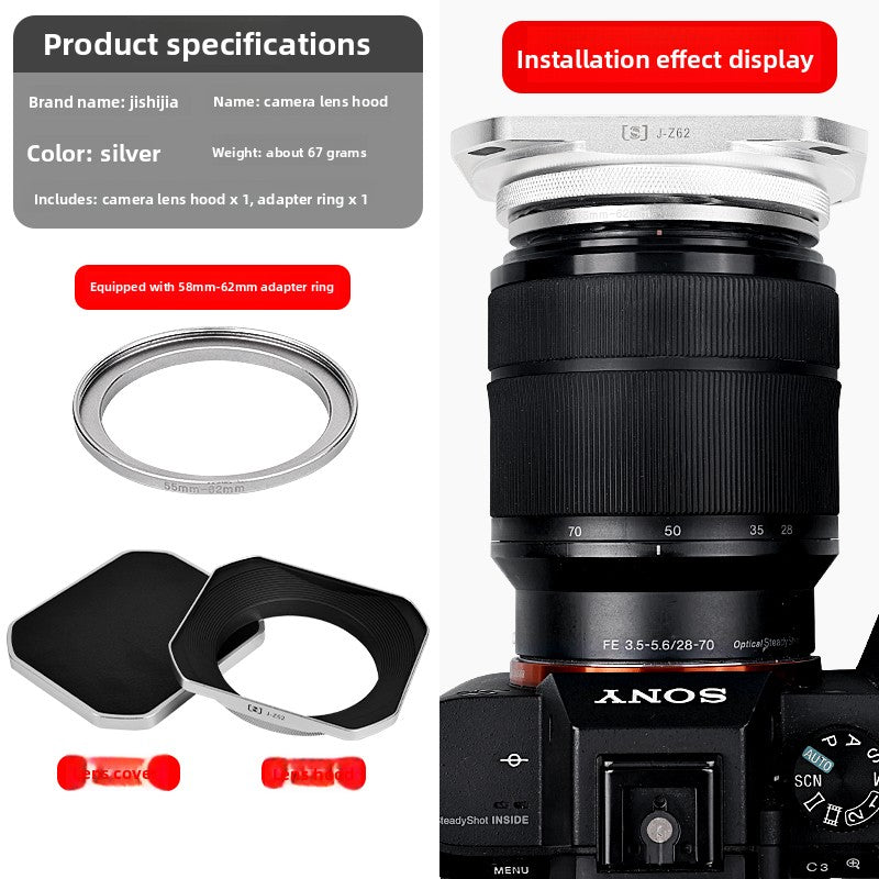 Square hood for Canon Sony Conn 16-50 Fuji 15-45/35 f2 52/43/46 mm Digital camera accessories