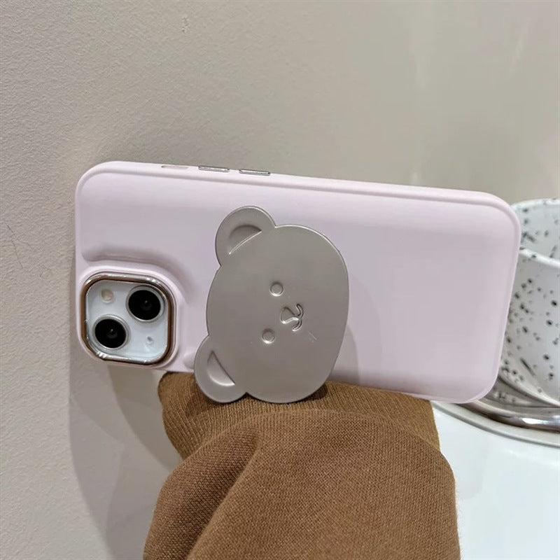 Accessories Cute pink metal bear holder for iphone14Promax iPhone 13 case 11 soft 12 girl