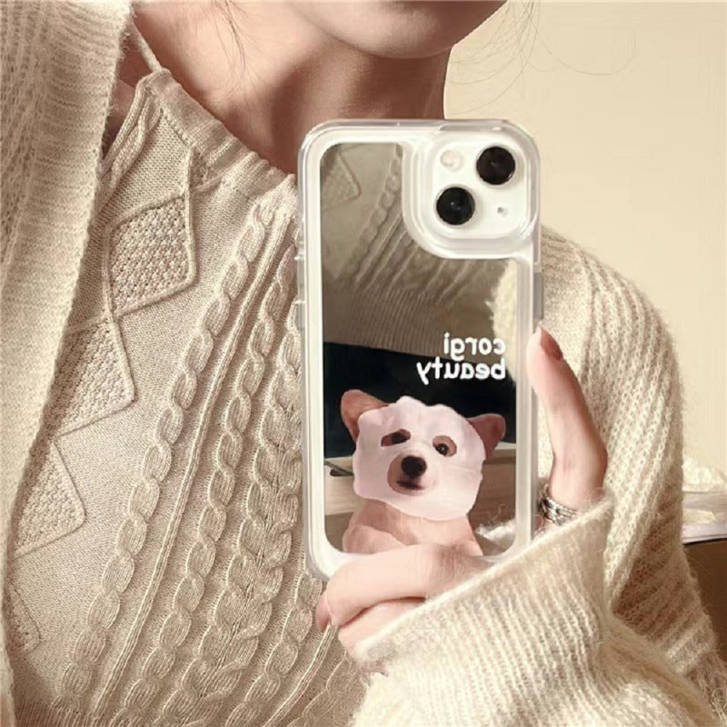 Accessories (Shipping fee not included) Apple Huawei Mirror Cartoon Creative Fun Sunglasses Kitten Mask Puppy Phone Case 13/14/P50/P40