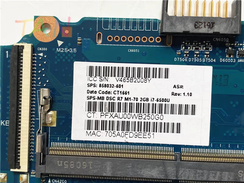 (Shipping fee not include)HP/ for惠普   motherboard  system board 14-ac 6050A2822501 858032-601 R7 M1-70 2GB