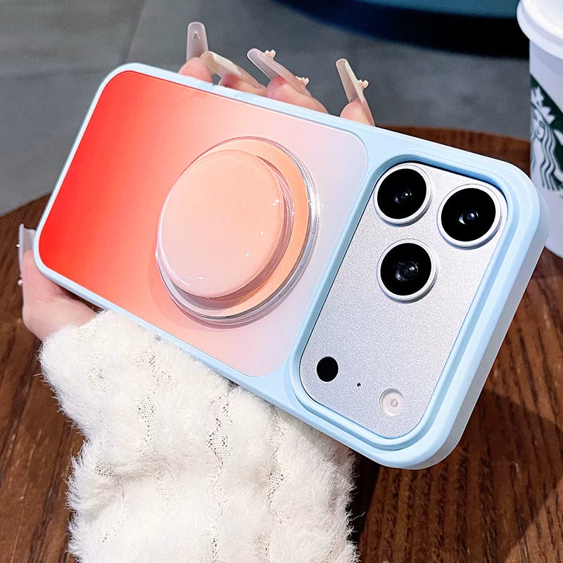 Macaron gradual change smudge bracket for iPhone 17promax mobile phone case New iPhone16 built-in magnetic suction belt Round bracket protective case 15 High value, case Phone accessories