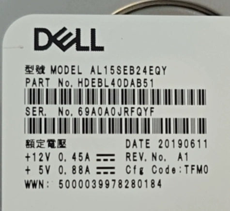 DELL 2.4T 2.5 "10K Mechanical Hard Drive, Date 2019 PART NO. HDEBL40DAB51 Servicer