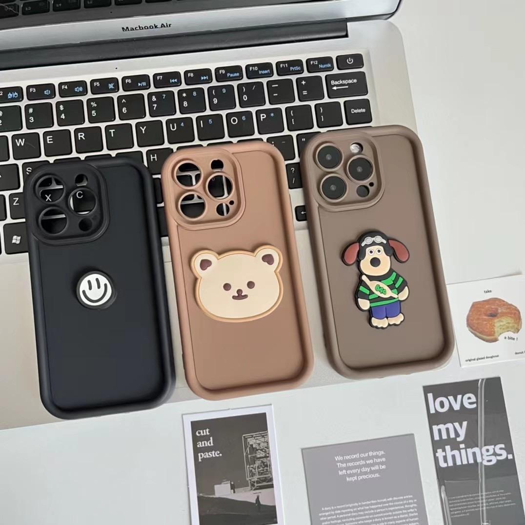 Accessories [Apple] iPhone14/13promax anti-drop milk coffee boss dog bear smiley face female new mobile phone case