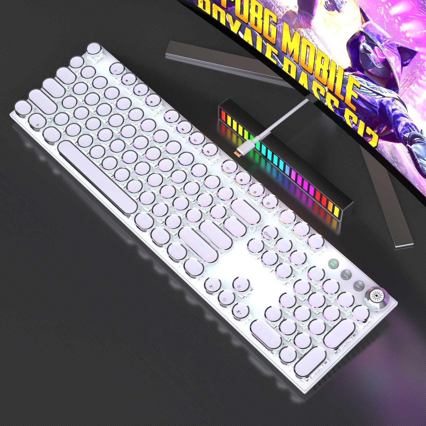 Steam Retro Punk Plated Knob Triple Mode Wireless RGB Wired Keyboard Mouse Mechanical Keyboard Computer Games