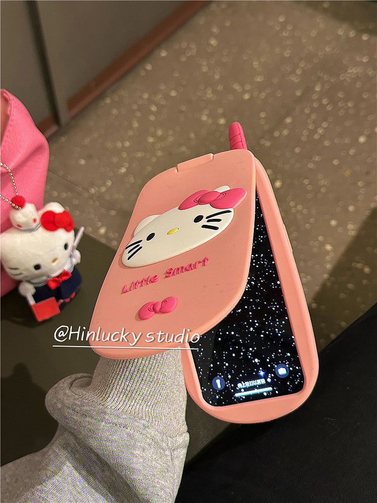 Accessories pink cartoon KT cat flip big brother for apple 14 mobile phone case iphone15pro max new 13p