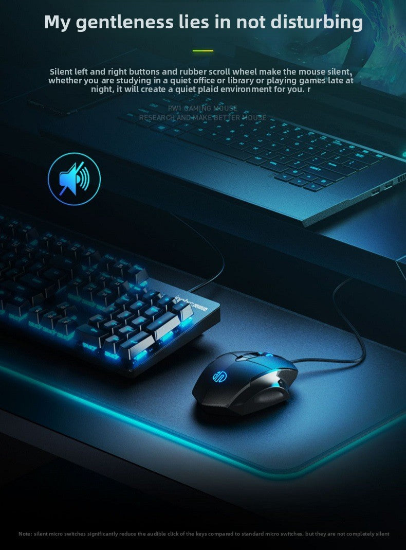 W1 silent wired mouse e-sports game mouse six-button business office luminous home