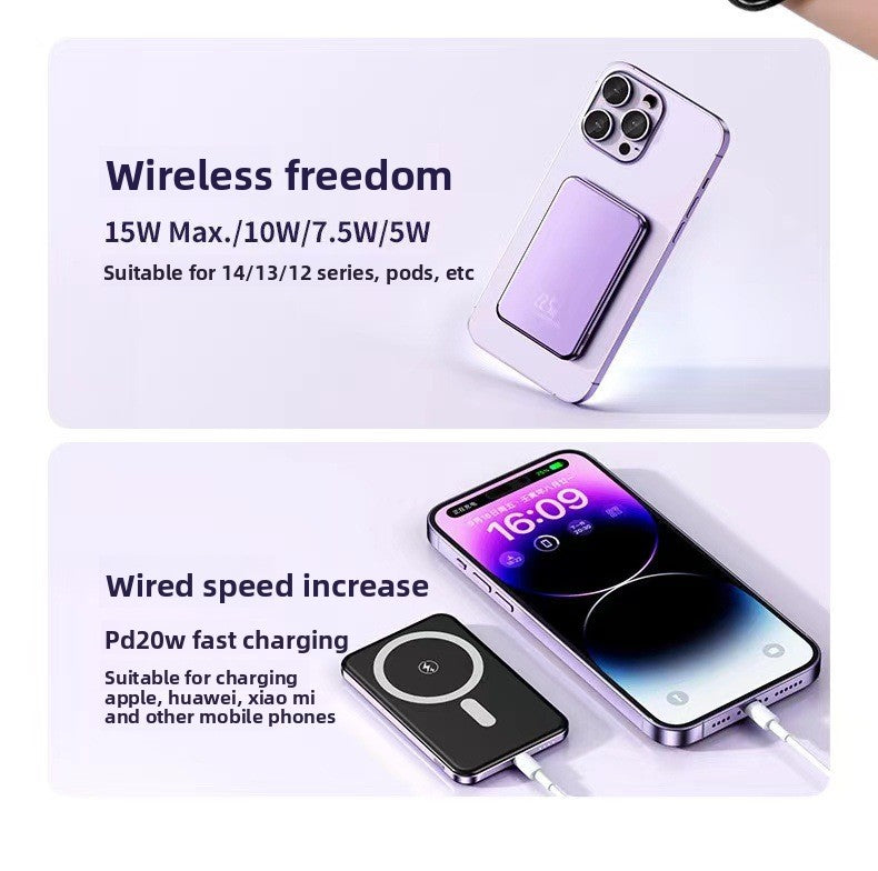 Metal magnetic power bank super fast charging 20000mAh mini compact portable mobile phone mobile power supply