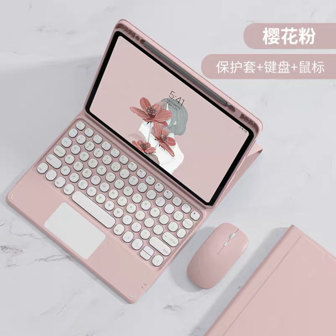 Applicable to Xiaomi tablet 6 Bluetooth keyboard case mipad 5 round keycap Pro11 upper pen slot tablet case case protective Accessories