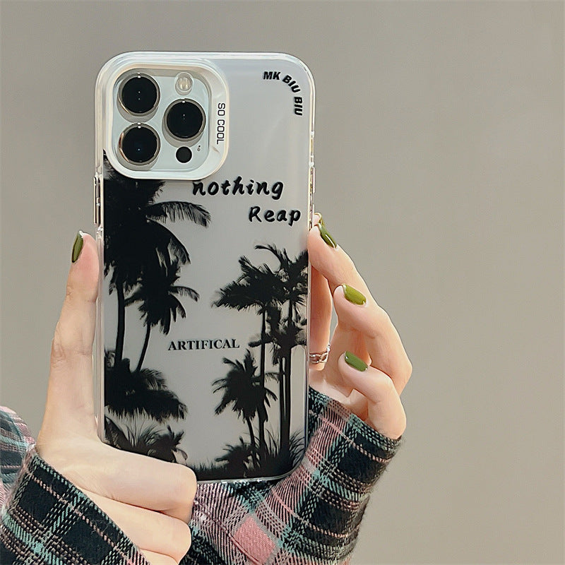 Accessories Niche Premium Induction Plating Coconut Tree for iphone14Promax iPhone 13 Case 11 Couple 12 Women