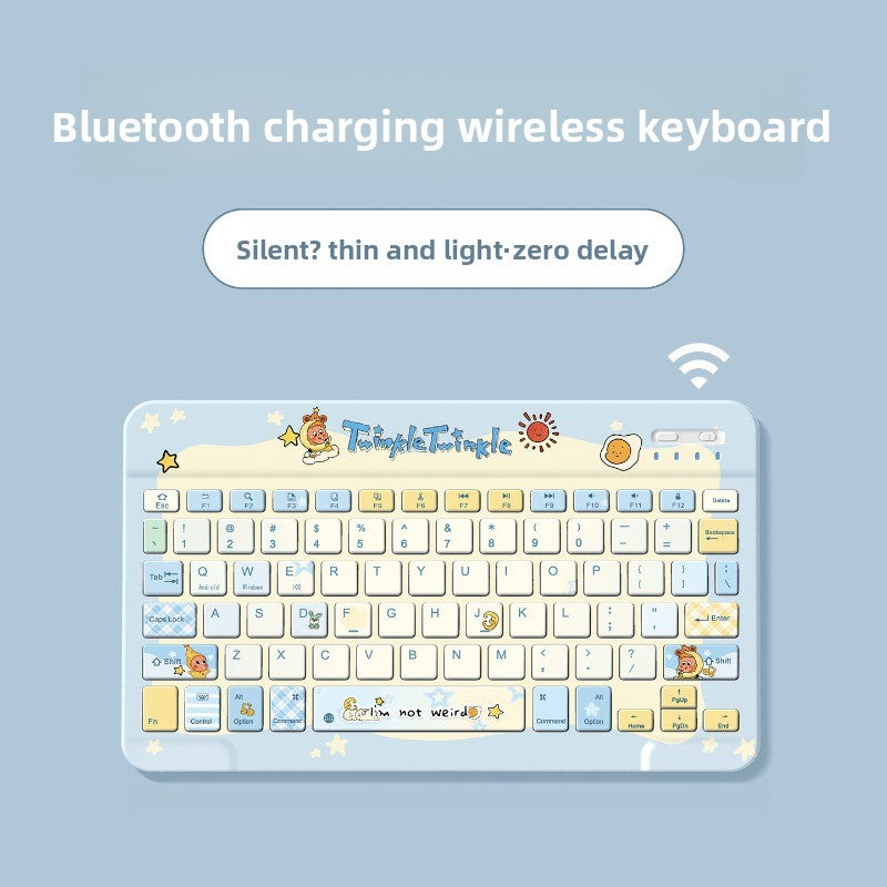 Bluetooth Keyboard Mouse Set For Apple Huawei Xiaomi Tablet PC External Notebook Wireless Silent Light 0 Delay Office Game iPad Charging Girls Cute Stars Tablet Accessories