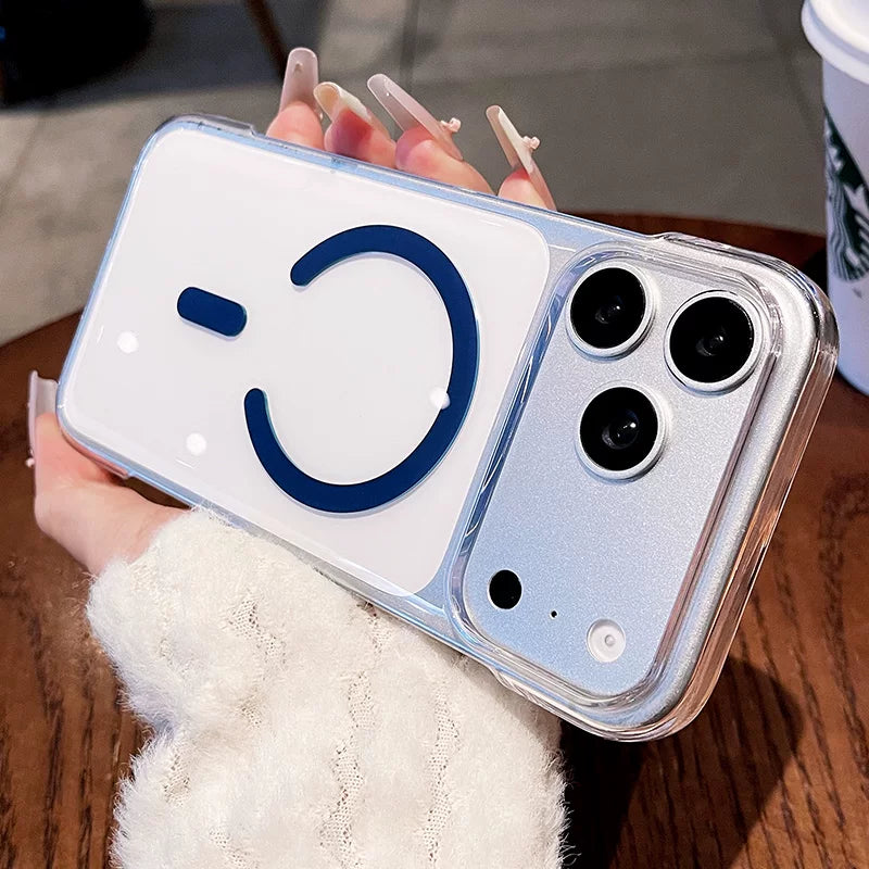 Frameless high magnetic permeability for iPhone 17promax mobile phone case New iPhone16magsafe strong magnetic adsorption Color magnetic attraction ring 15 Frameless transparent case Phone accessories