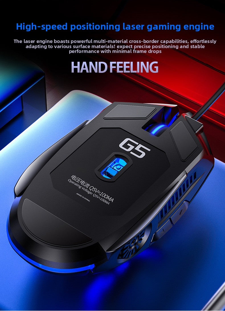 Silver engraving G5 wired mouse luminous game e-sports mechanical mute computer accessories