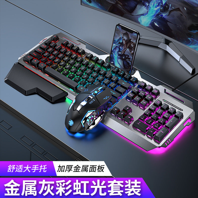 (Shipping fee not included) Cross-border mechanical tea shaft feel keyboard mouse earphone set laptop wired keyboard mouse e-sports game