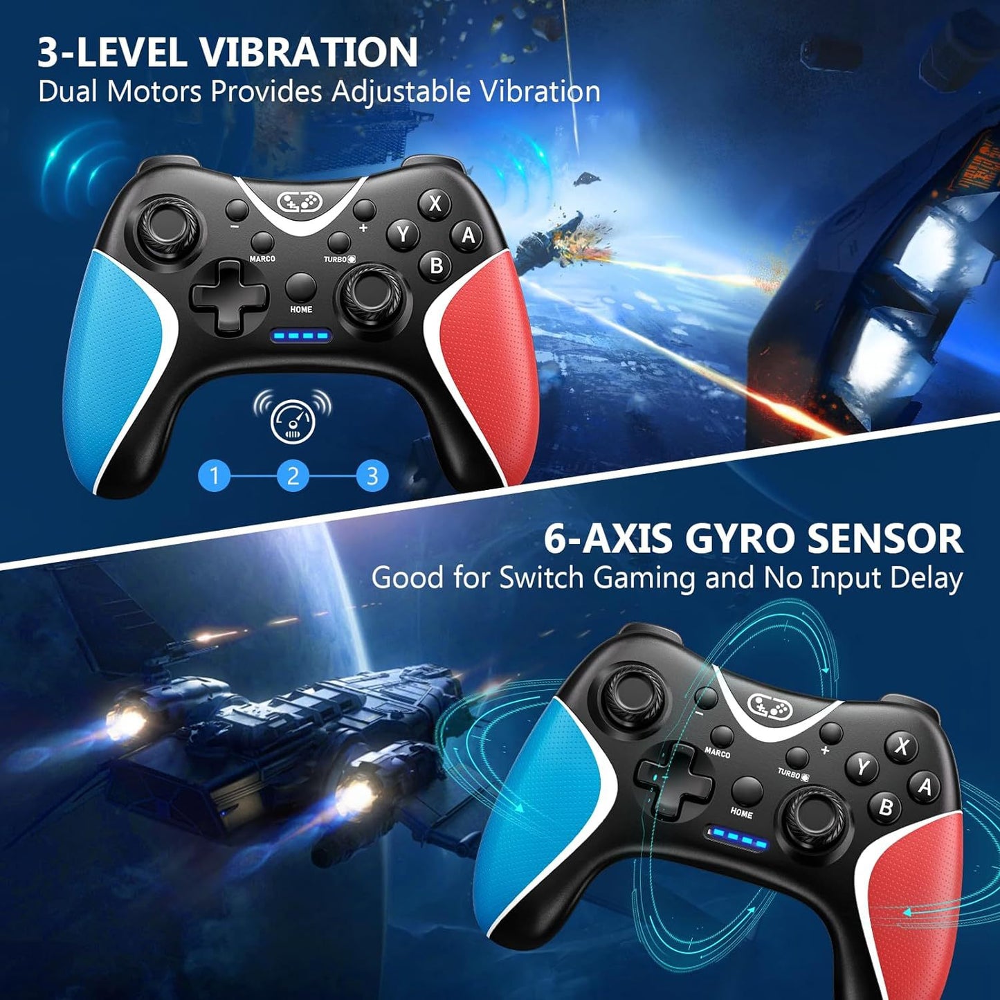 SWITCH gamepad NS wireless controller custom back button programming continuous Bluetooth wireless controller