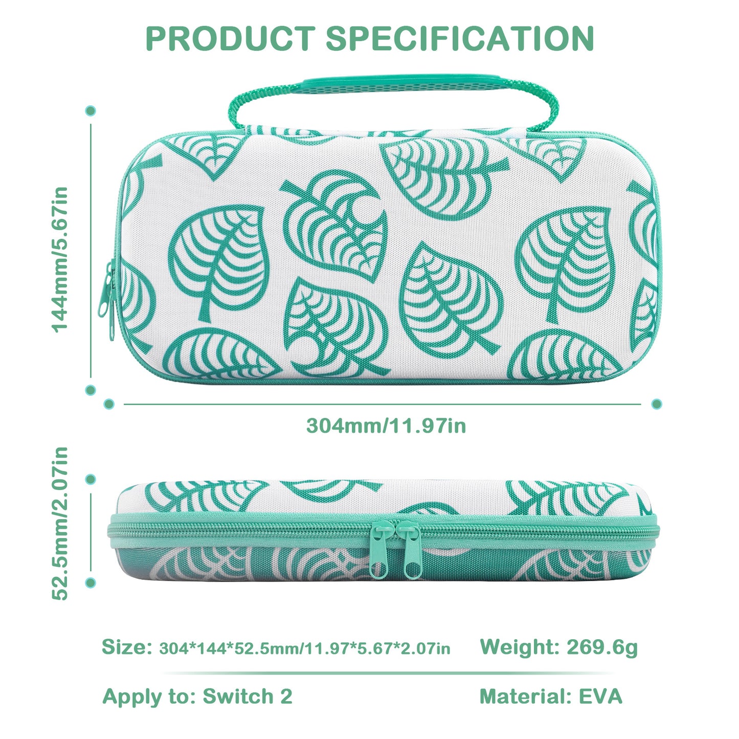 For Nintendo Switch 2 Console Storage Pack NS2 Animal Crossing Leaf Theme Pack Game Console EVA Hard Pack