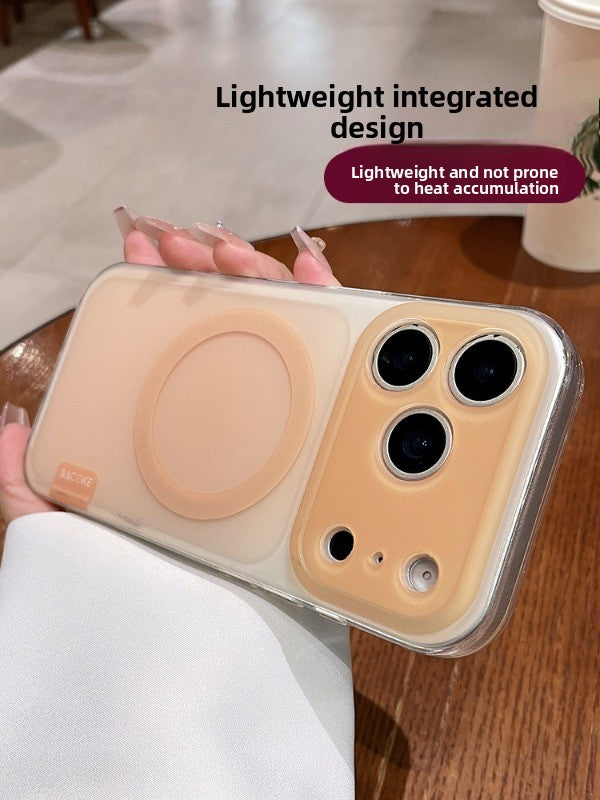 Simple skin matte iPhone 17promax mobile phone case new iPhone16 transparent soft edge women's strong magnetic adsorption protective cover 15pro fine hole lens head frame protection 14 matte surface gradual change Phone accessories