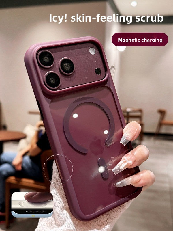 Ice transparent magnetic suction For iPhone 18promax mobile phone case new iPhone17 new color soft edge hard back ultra-thin 18pro strong magnetic adsorption 16 men's and women's simple shell Phone Accessories