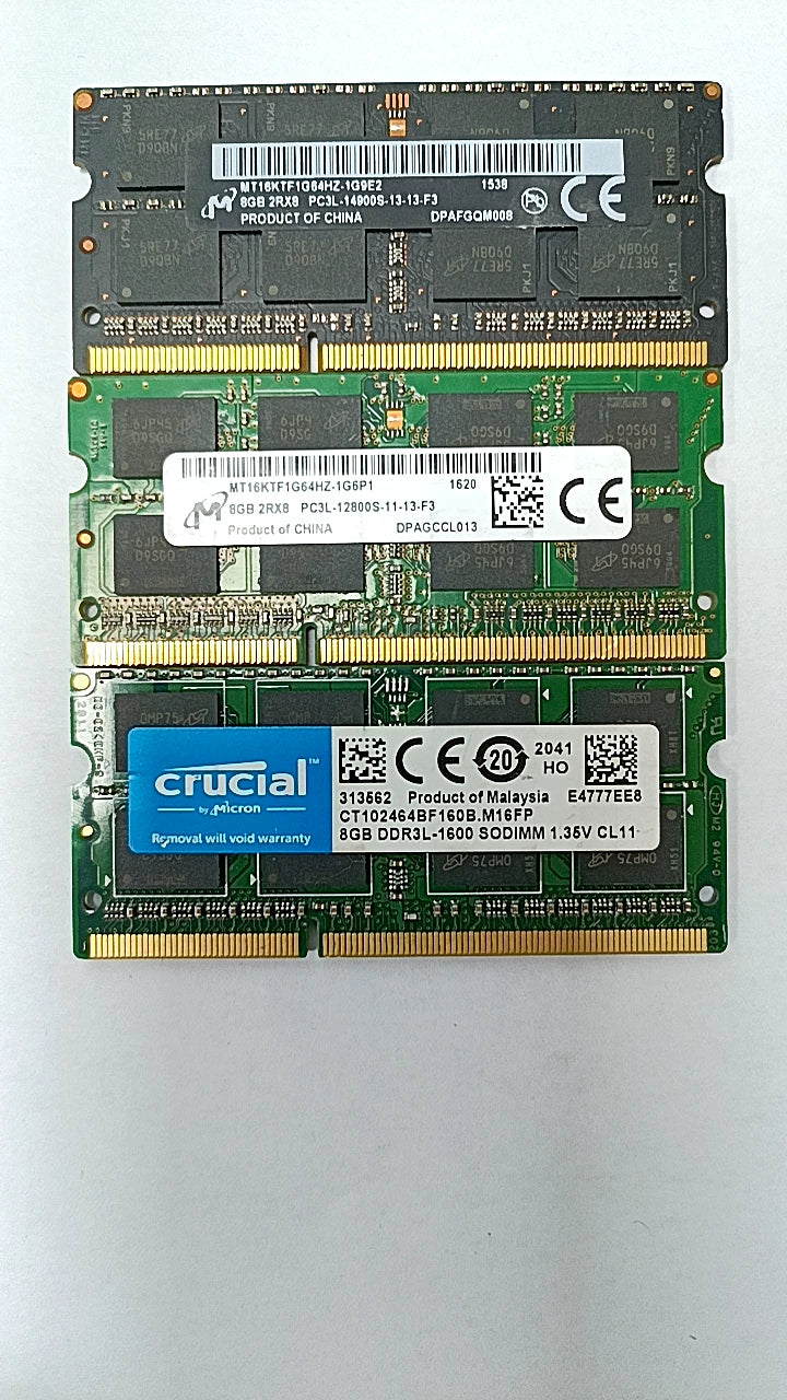 USED For Notebook Samsung Kingston Micron Hynix 3rd Gen Memory Stick DDR3 2G 4G 8G 8500 1333 1600  PC3L  Laptop RAM memory