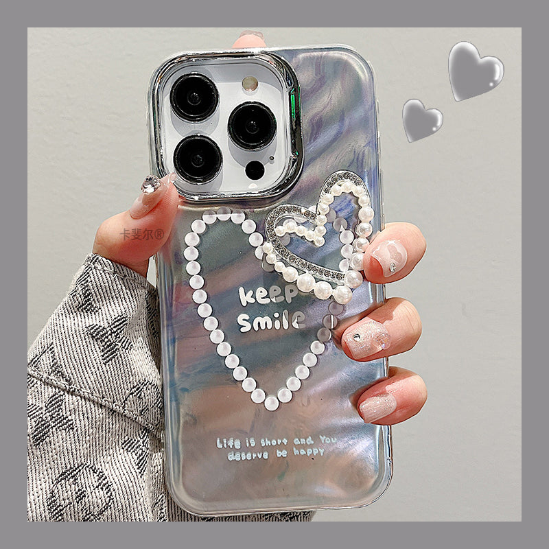 Accessories for feather yarn gradual change three-dimensional love bracelet iphone14promax mobile phone case apple 15 new ins wind