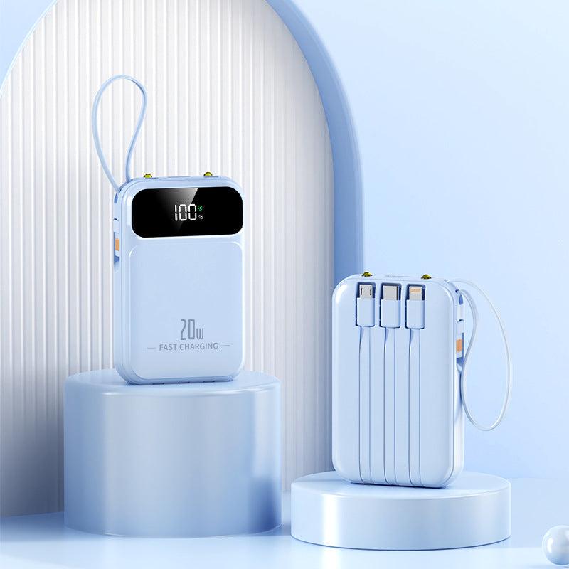 Power bank super fast charging mini with its own cable 20000mAh mobile power supply