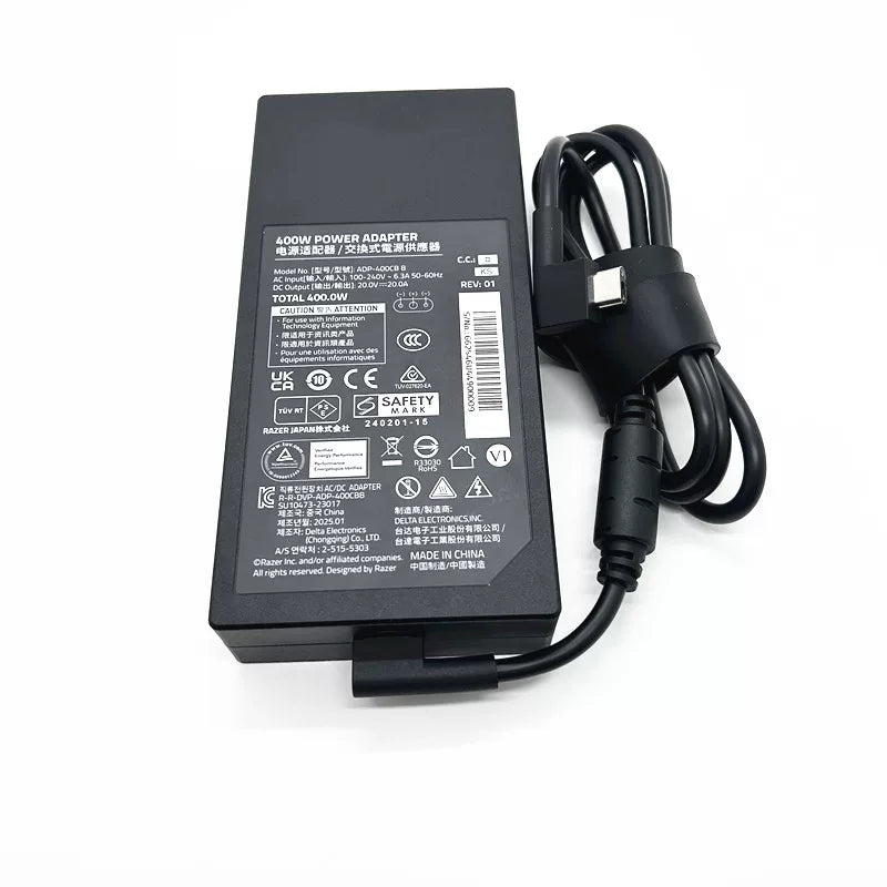 Genuine New ADP-400CB B 400W 20V 20A Razer 3-pin tip AC Adapter Charger for Razer Blade 18 (2025) RC30-0529 RZ09-0529 Power supply Razer laptop repair parts