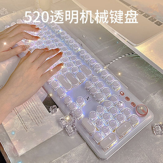 (Shipping fee not included) Forerunner Valentine's Day Crystal Ice Cube Mechanical Keyboard High Value Transparent Punk Wired Keyboard Office Game