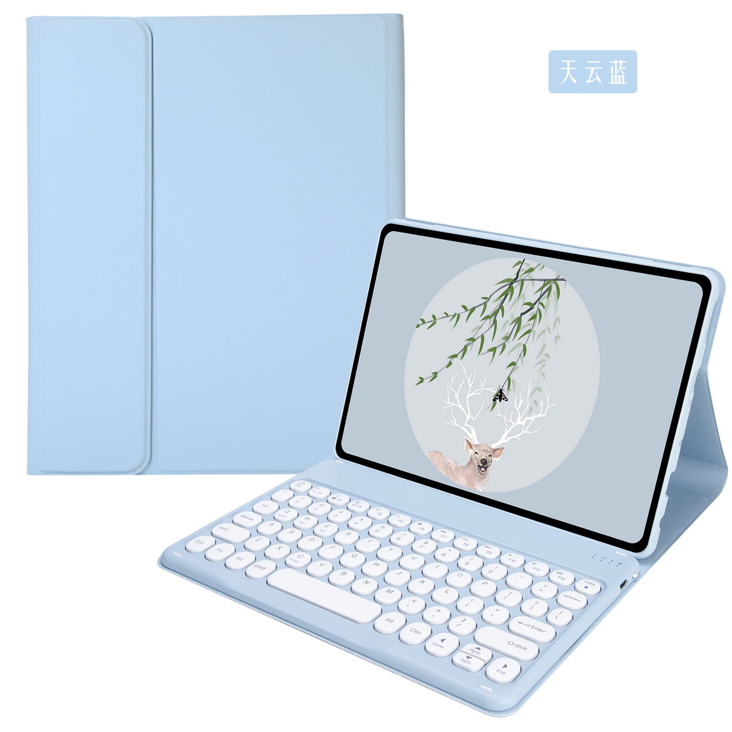 Suitable for Samsung tablet A7 Lite protective case T220/T225 round hat wireless silent Bluetooth keyboard 8.7 inch protective Accessories