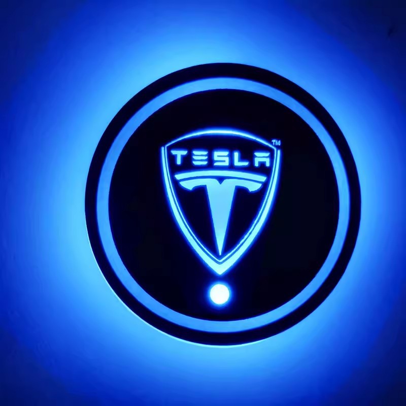 (Free shipping) Full brand Car LED light water coaster Colorful water coaster Car atmosphere light USB charging Non-slip mat