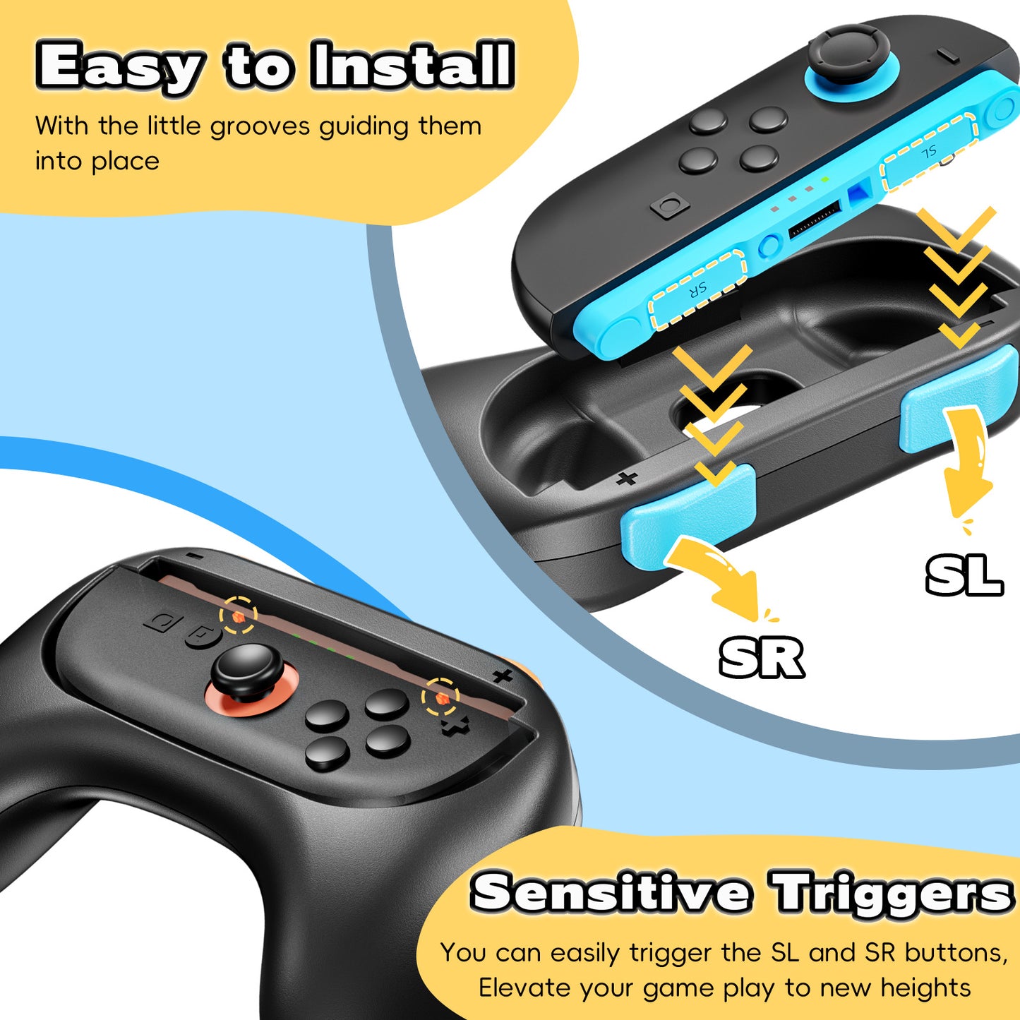 Switch2 handle grip NS2 JOY-CON handle grip, left and right handle gamepad 2 packs