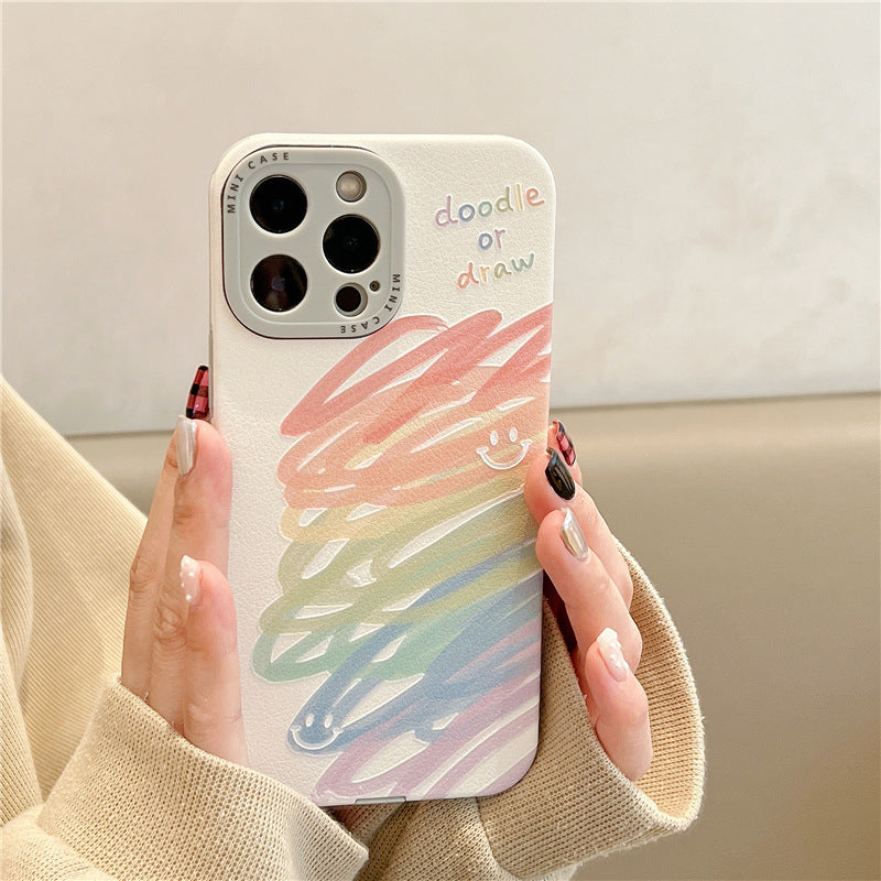 Accessories (Shipping fee not included) Applicable to iphone14promax mobile phone case Apple 13 color graffiti English 14 simple style new small fresh