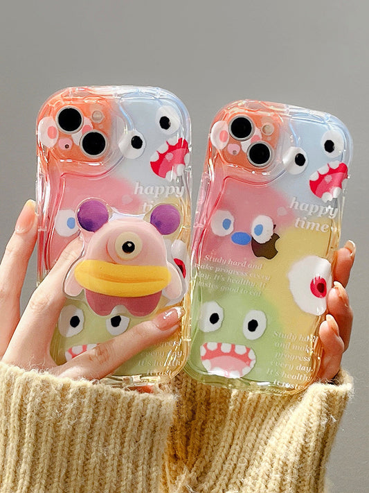 Accessories Color monster with bracket for Apple 14promax mobile phone case New fun cartoon cute iPhone14