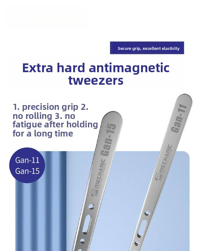 Stainless steel bend, extra hard antimagnetic tweezers, high precision straight bend pointed tweezers, mobile phone repair, anti-static repair tools
