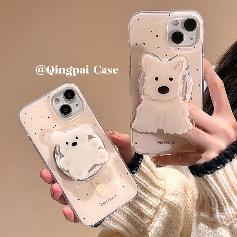 Accessories Korean ins puppy magnetic suction bracket for iPhone15promax mobile phone case Apple 14 new 13 women's models