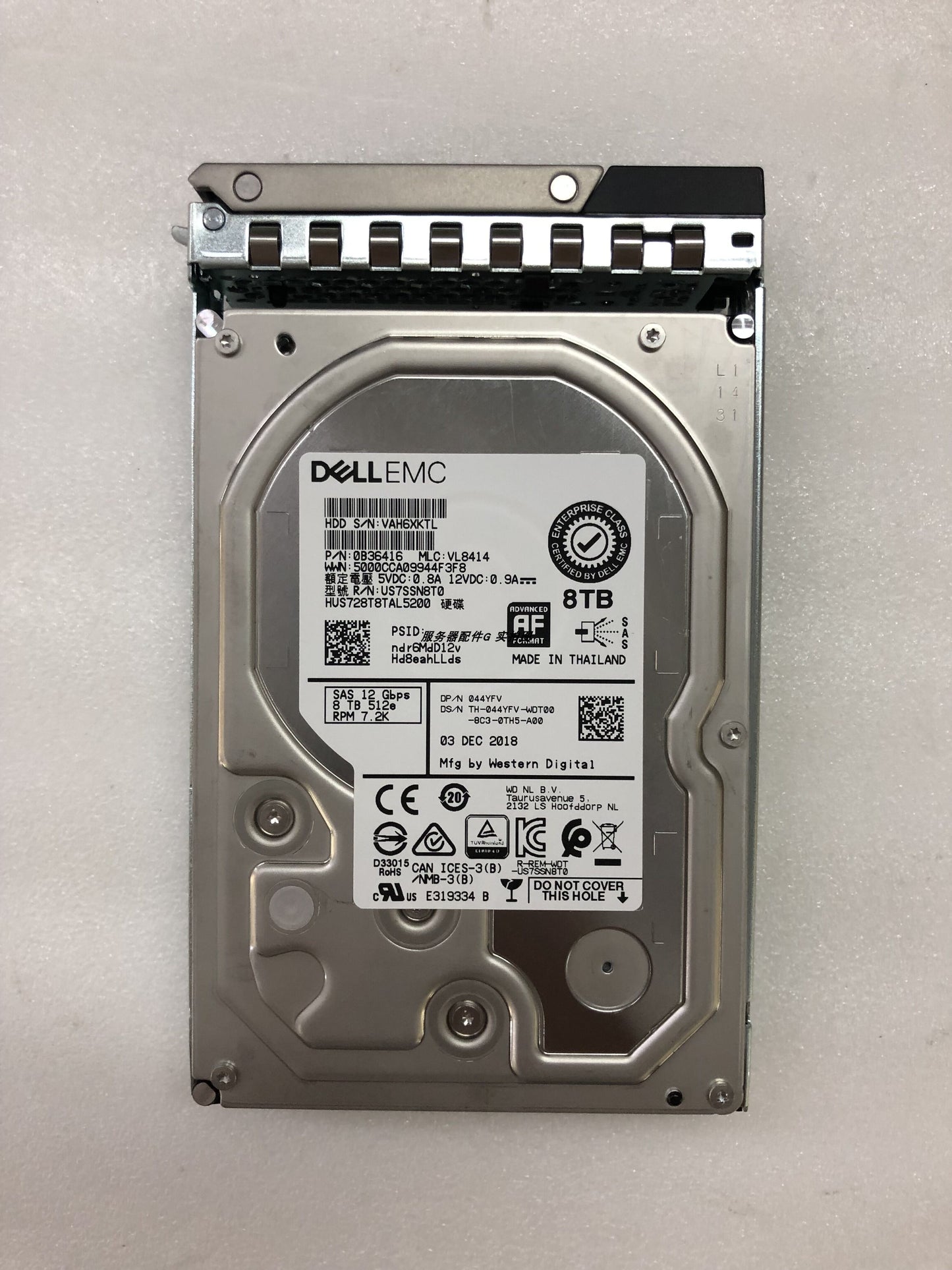 DELL EMC 044YFV 8TB SAS 12G 7.2K HUS728T8TAL5200 44YFV Hard Drive