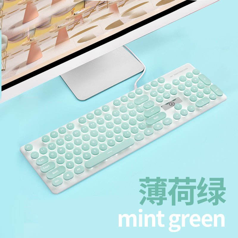 Silver carving V8 punk mechanical feel keyboard mouse set luminous game computer accessories