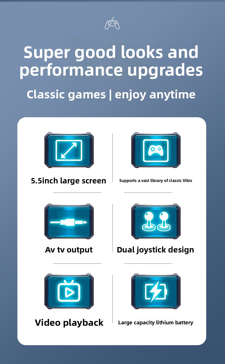 5.5" inch x9 IPS HD PSP lINUX 2000mAh type C rechargable games Handheld Game Player console supporting wireless gamepad connected
