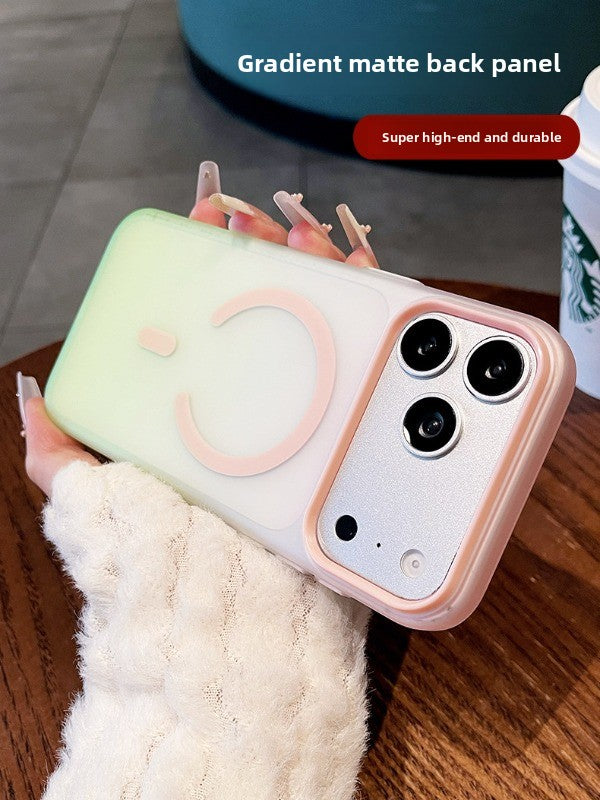 Skin feeling gradual change Magnetic suction For iPhone 18promax mobile phone case New iPhone17 matte semi-transparent back plate 16pro High protection at the lens Women's simple shell Phone Accessories