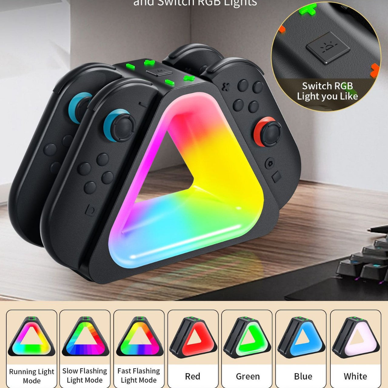 New SWITCH2 colorful seat charger NS2 joy-con four-in-one fast charging triangular charging base