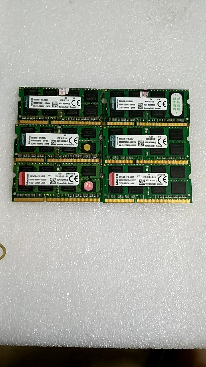 USED For Notebook Samsung Kingston Micron Hynix 3rd Gen Memory Stick DDR3 2G 4G 8G 8500 1333 1600  PC3L  Laptop RAM memory