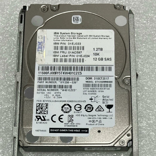 IBM 01AC597 01EJ022 01EJ024 1.2T 10K 12Gb V5030 V5000G2 Servicer