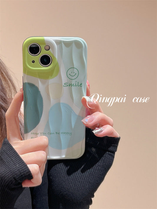 Accessories for iphone14pro mobile phone case green graffiti smiley face Apple 13 new 14promax women 12