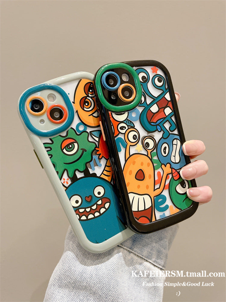 Accessories for iphone15promax mobile phone case Apple 13 fun cute little monster 13 pro cartoon new female