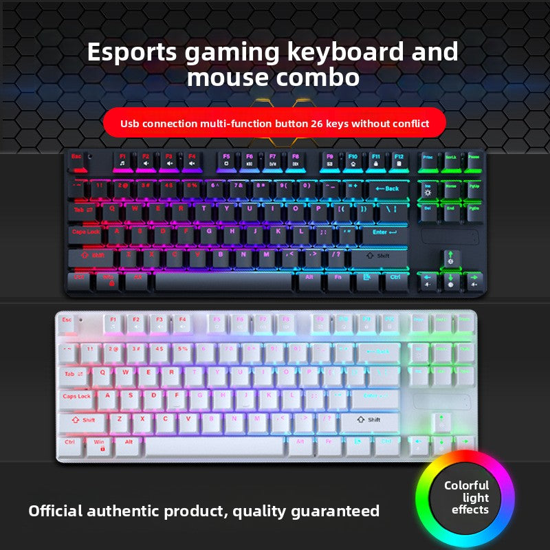 87-key high-value wired real mechanical keyboard, blue axis computer accessories, game e-sports office, universal for eating chicken