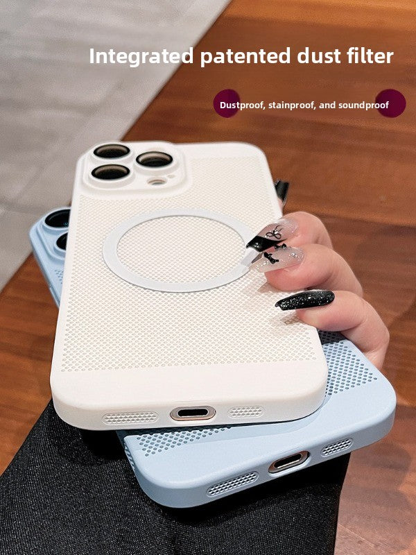 For iPhone 16Promax mobile phone case new iphone15pro protective case 17Promax ultra-thin breathable 13 heat dissipation magnetic suction 12 all-inclusive 14 men's and women's 8plus matte simple hard case Phone accessories
