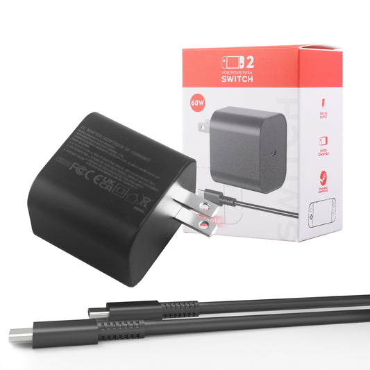 For Nintendo Switch 2 Charger NS2 Power Adapter 60W Fast Charge Switch 2 Fire Bull
