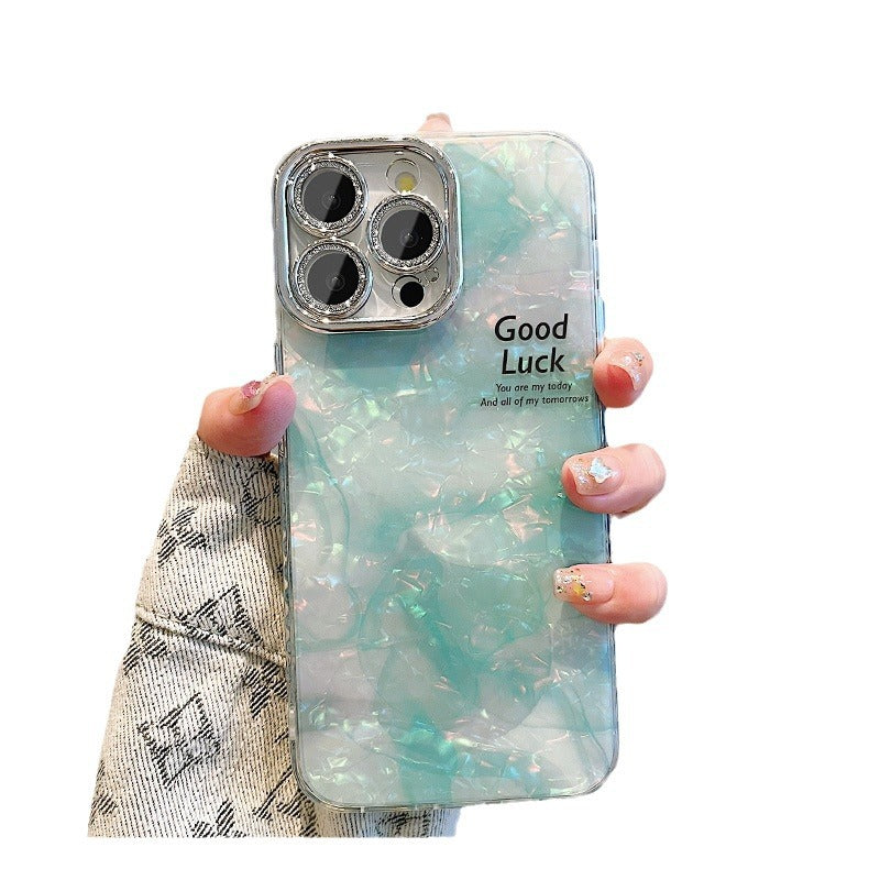 Accessories for Apple 15ProMax mobile phone case iPhone14 mint green smudge camellia 13 women's 11 beautiful