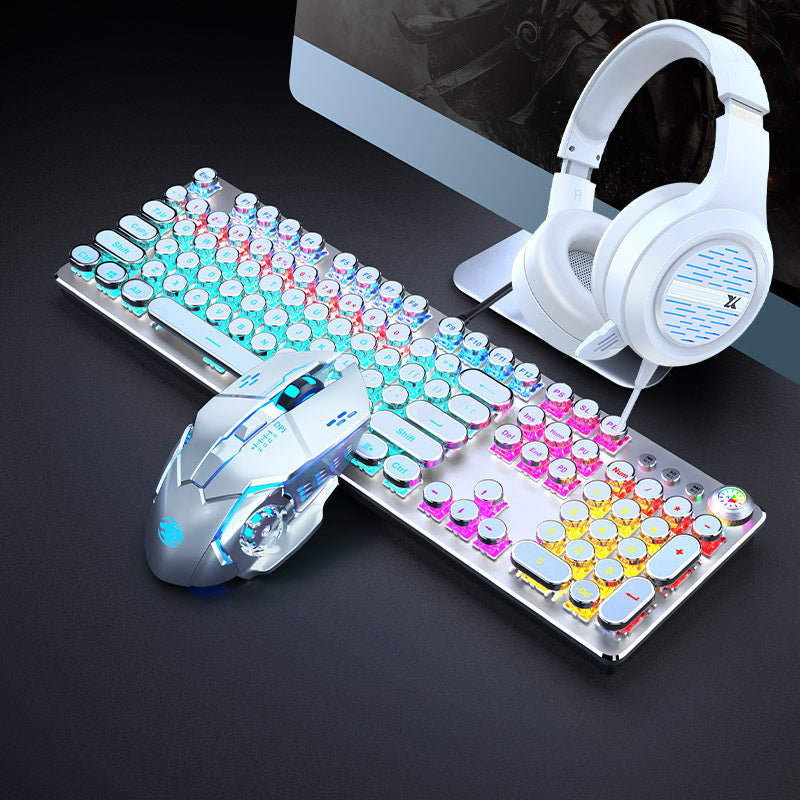 (Shipping fee not included) E-sports wired mechanical keyboard Metal keycap Mechanical axis keyboard and mouse headset Punk game keyboard and mouse wholesale