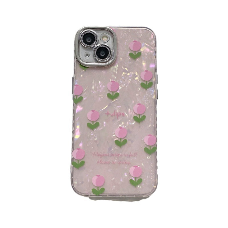 Accessories for iPhone15promax mobile phone case Apple 14 Pro Tulip 13 lens film 12 shell pattern 11 women