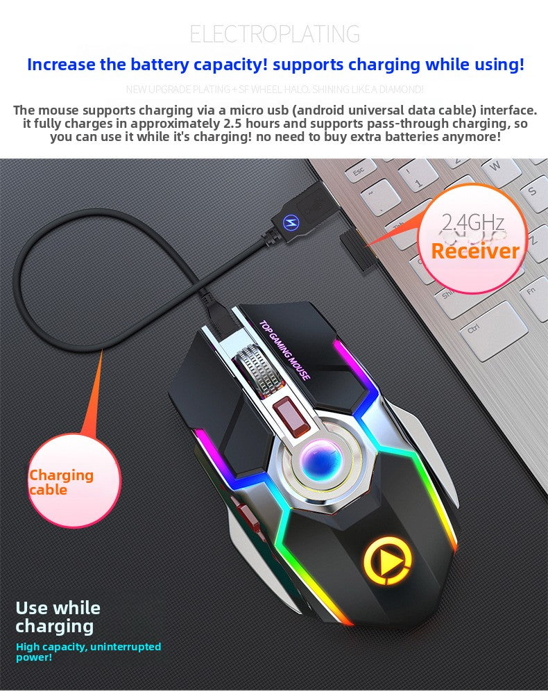 Silver Condor A5 wireless mouse, charging game RGB luminous silent computer accessories Amazon manufacturer private mold