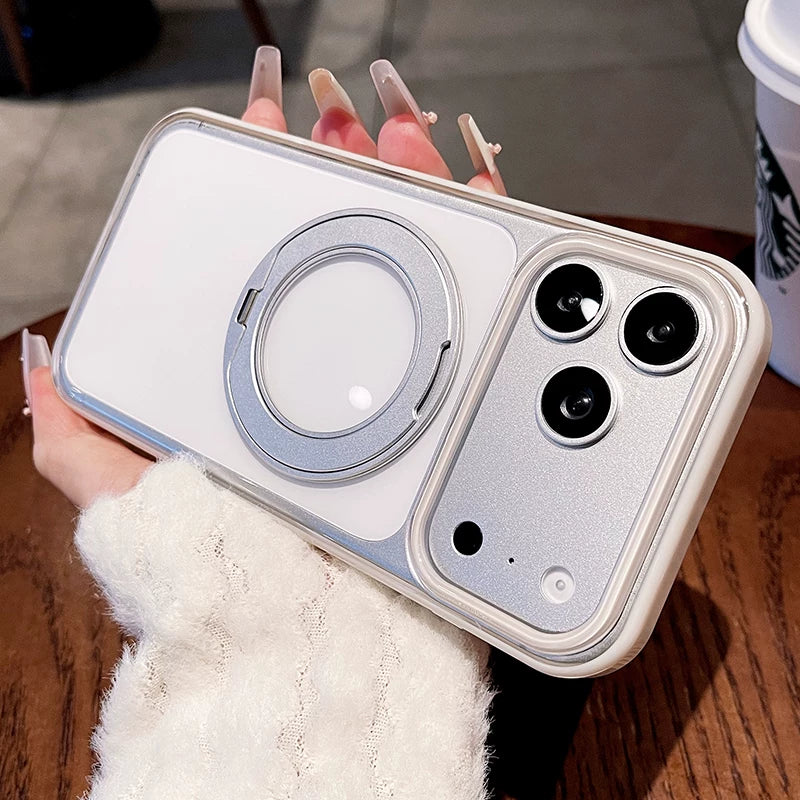 Transparent jelly holder For iPhone 18promax mobile phone case New iPhone17 women's large hole frame dopamine anti-drop protective case 16pro simple niche case Phone Accessories